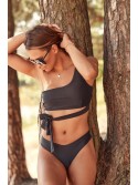 Costum de baie negru asimetric din doua piese K17 - Magazin online - Boutique